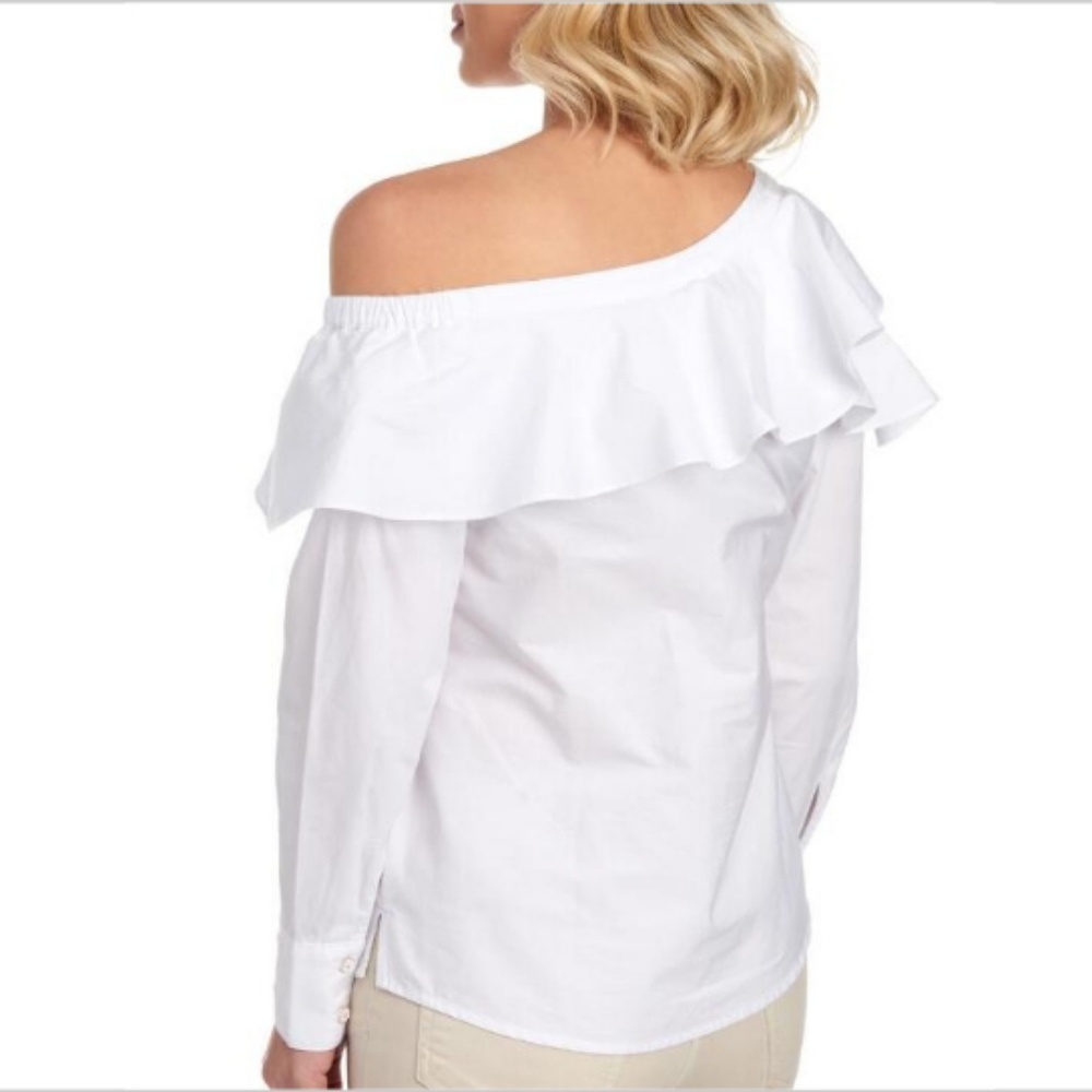 V CRISTINA
Ruffled Asymmetrical Poplin Blouse - Picture 3 of 3